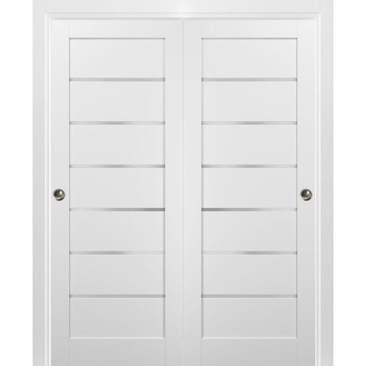 SARTODOORS Quadro Frosted Glass Wood Finish Sliding Closet White Doors Wayfair